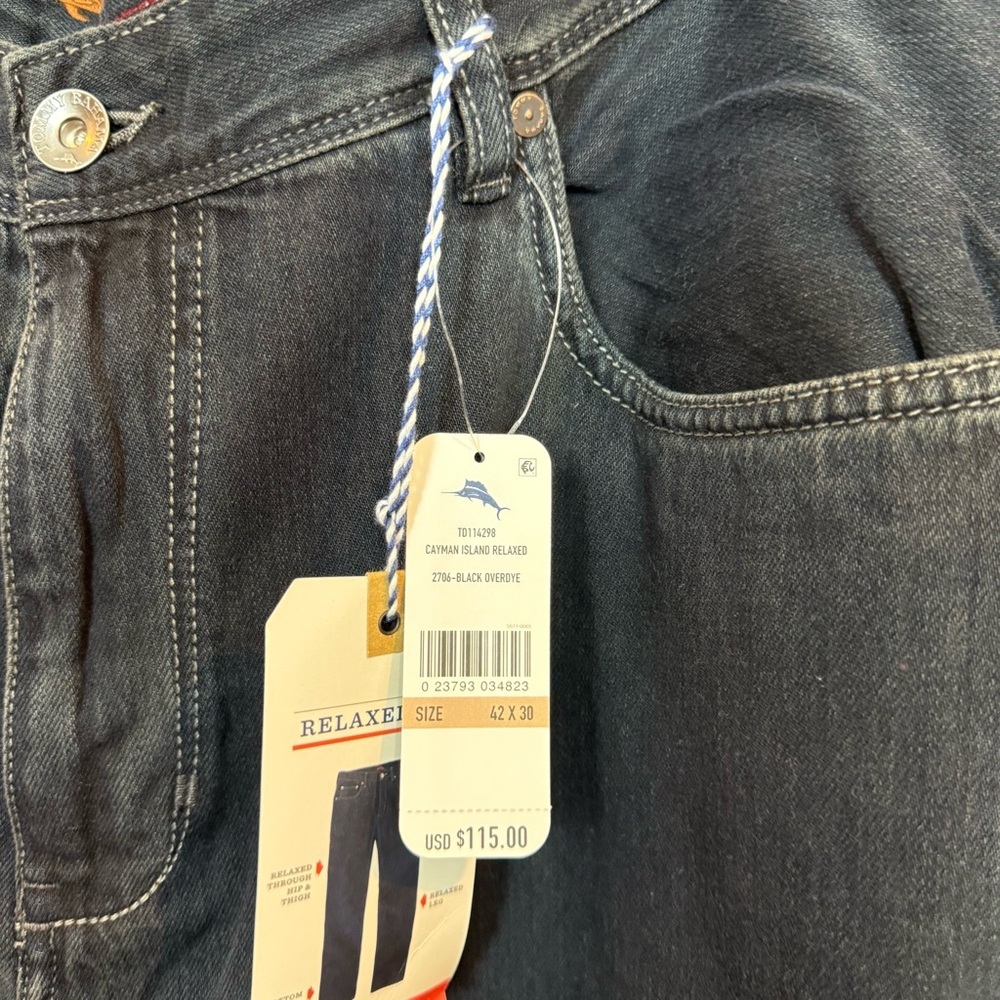 NWT Tommy Bahama Cayman Island Relaxed Fit Jeans Black Overdye 42x30 - Picture 2 of 8